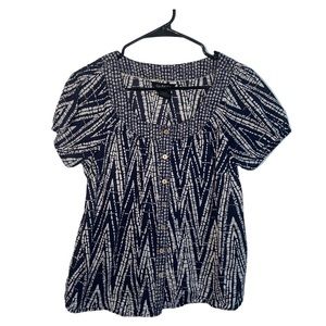 George Blue and White Blouse